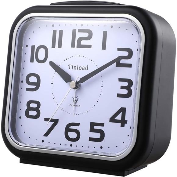5.5" Silent Analog Alarm Clock Non Ticking, Gentle Wake, Beep Sounds - Picture 3 of 5